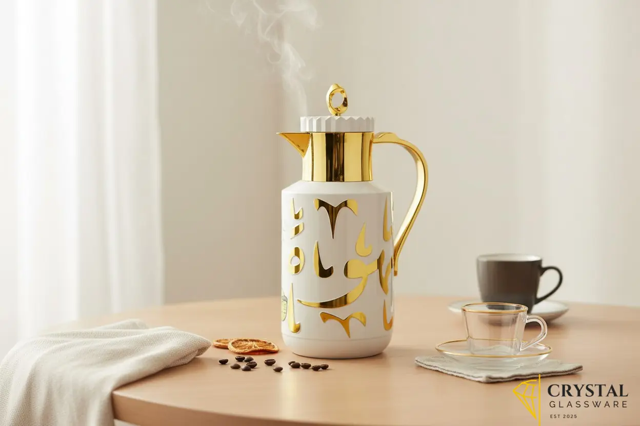 Elegant gold Arabic calligraphy vacuum insulated flask